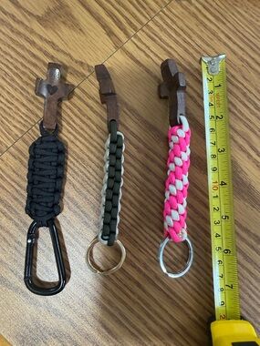 Wooden Worry Cross with Heart Inlay Paracord Keychains - Assorted Colors